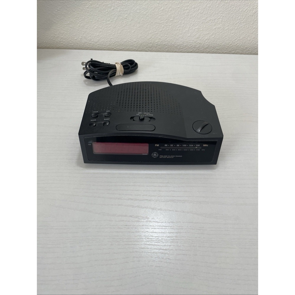 VTG GE Clock Radio 7-4813B TESTED OS‎ Black FM AM Digital LED Alarm Clock